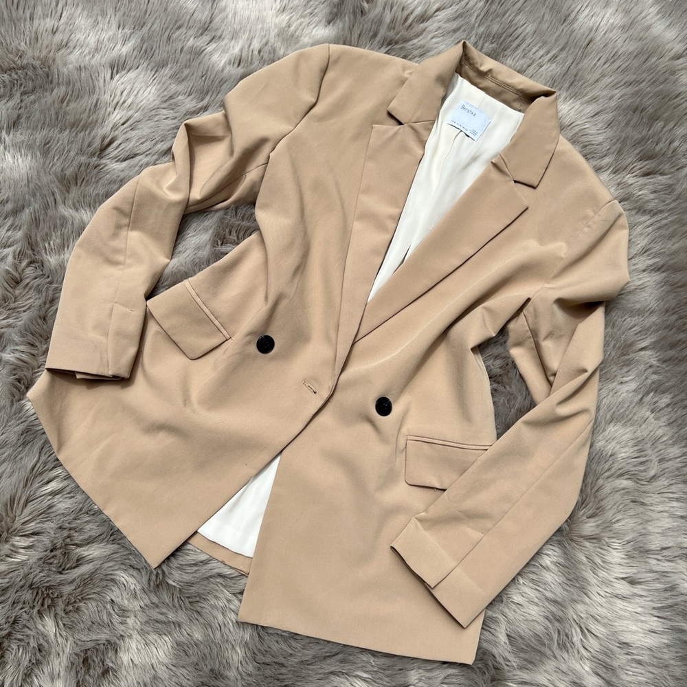 Bershka Tan Blazer Tailored Suit Jacket